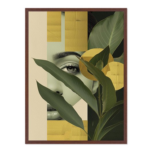 Quadro em Tela Canvas Rosto Com Folhas Abstrato