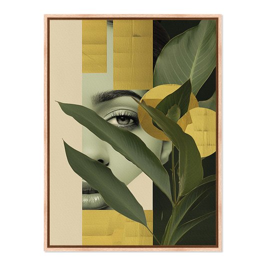Quadro em Tela Canvas Rosto Com Folhas Abstrato