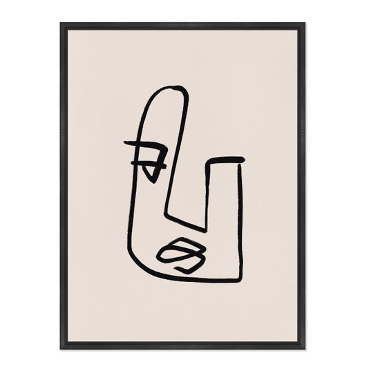 Quadro Em Tela Canvas Rosto Com Linhas Abstratas E Minimalistas Estilo Japandi