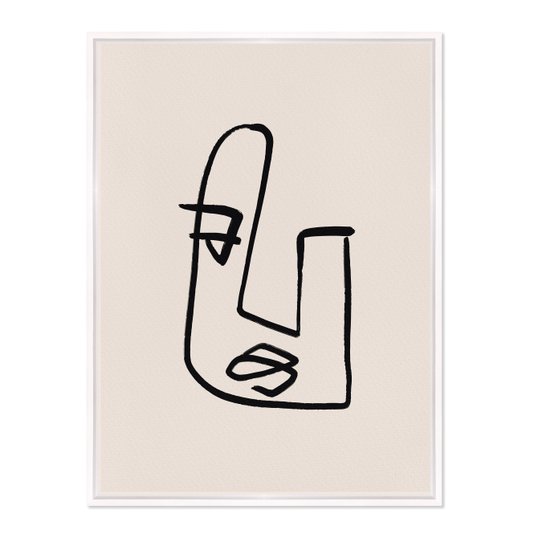 Quadro Em Tela Canvas Rosto Com Linhas Abstratas E Minimalistas Estilo Japandi
