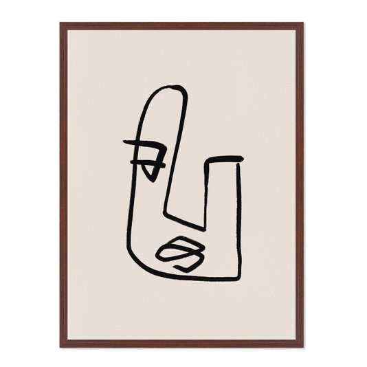 Quadro Em Tela Canvas Rosto Com Linhas Abstratas E Minimalistas Estilo Japandi