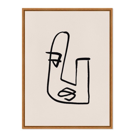 Quadro Em Tela Canvas Rosto Com Linhas Abstratas E Minimalistas Estilo Japandi