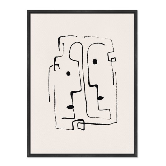 Quadro Em Tela Canvas Rostos Abstratos Minimalistas Estilo Japandi