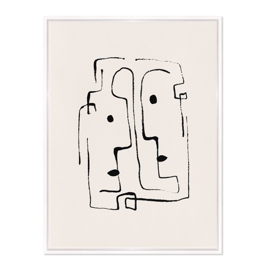 Quadro Em Tela Canvas Rostos Abstratos Minimalistas Estilo Japandi