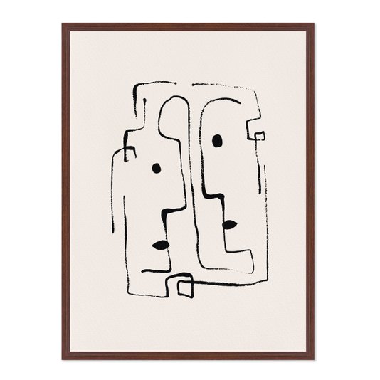 Quadro Em Tela Canvas Rostos Abstratos Minimalistas Estilo Japandi