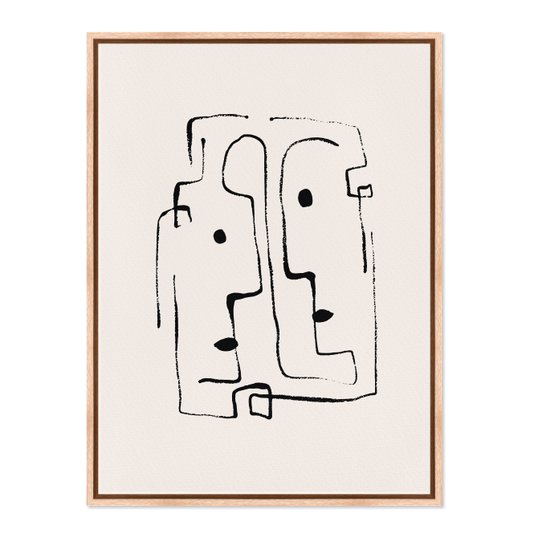 Quadro Em Tela Canvas Rostos Abstratos Minimalistas Estilo Japandi