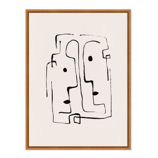 Quadro Em Tela Canvas Rostos Abstratos Minimalistas Estilo Japandi