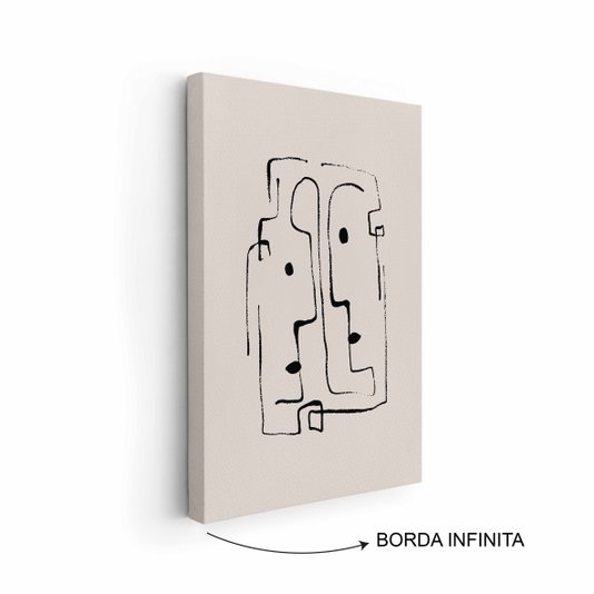 Quadro Em Tela Canvas Rostos Abstratos Minimalistas Estilo Japandi