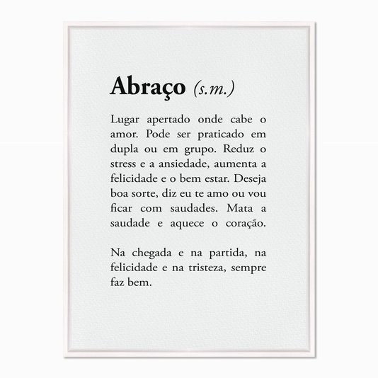 Quadro em Tela Canvas Significado da Palavra Abraço