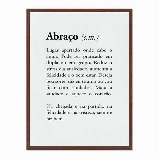 Quadro em Tela Canvas Significado da Palavra Abraço