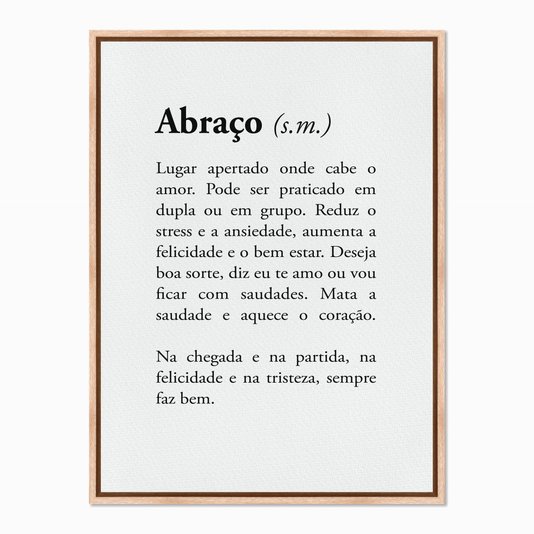 Quadro em Tela Canvas Significado da Palavra Abraço