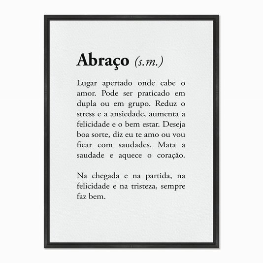 Quadro em Tela Canvas Significado da Palavra Abraço