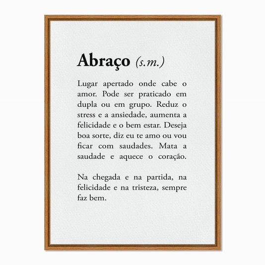 Quadro em Tela Canvas Significado da Palavra Abraço