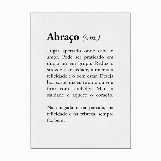 Quadro em Tela Canvas Significado da Palavra Abraço