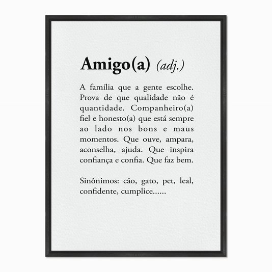 Quadro em Tela Canvas Significado da Palavra Amigo