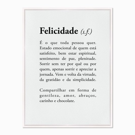 Quadro em Tela Canvas Significado da Palavra Felicidade