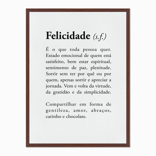 Quadro em Tela Canvas Significado da Palavra Felicidade
