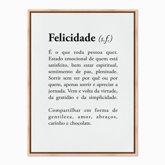 Quadro em Tela Canvas Significado da Palavra Felicidade