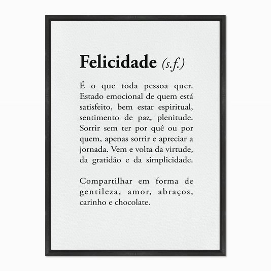 Quadro em Tela Canvas Significado da Palavra Felicidade