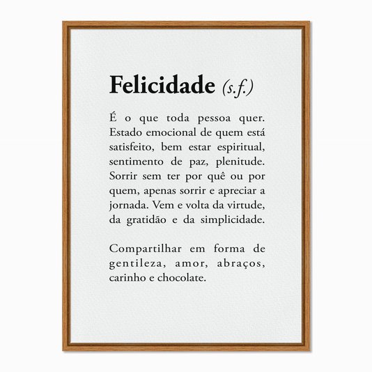 Quadro em Tela Canvas Significado da Palavra Felicidade
