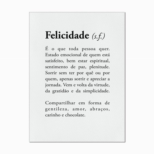 Quadro em Tela Canvas Significado da Palavra Felicidade