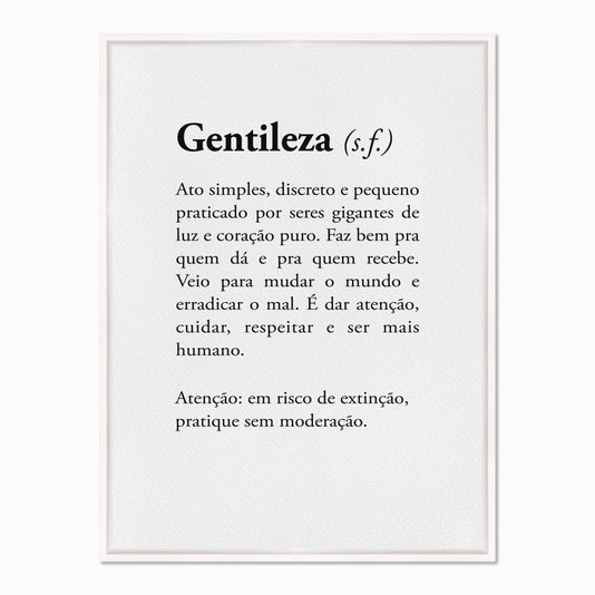 Quadro em Tela Canvas Significado da Palavra Gentileza