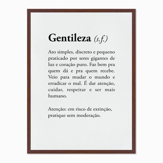Quadro em Tela Canvas Significado da Palavra Gentileza