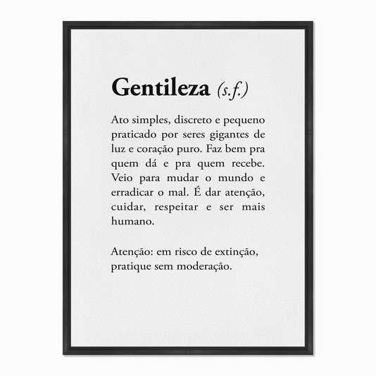 Quadro em Tela Canvas Significado da Palavra Gentileza