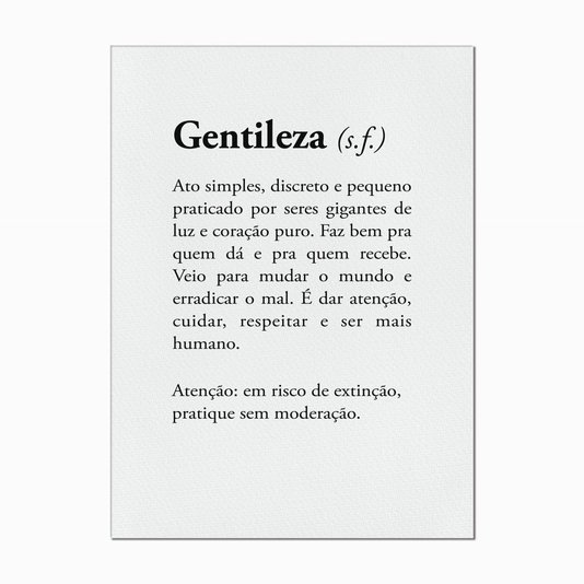 Quadro em Tela Canvas Significado da Palavra Gentileza