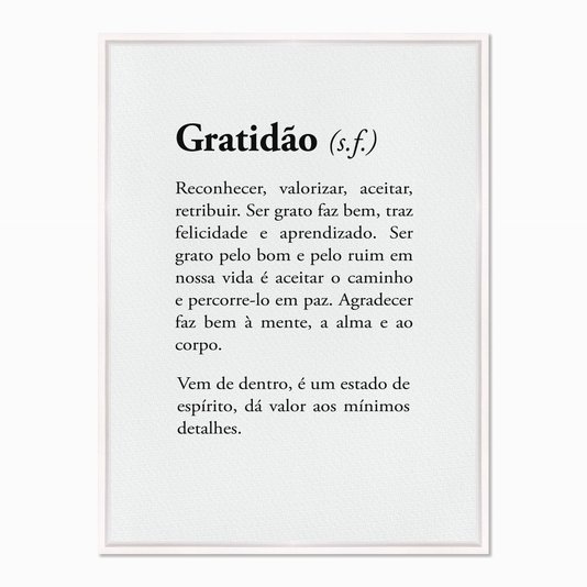 Quadro em Tela Canvas Significado da Palavra Gratidão