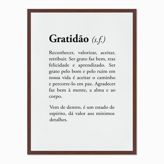 Quadro em Tela Canvas Significado da Palavra Gratidão