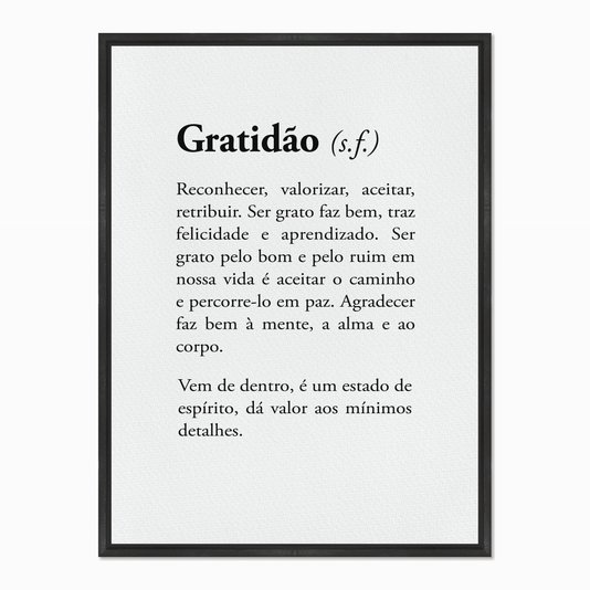 Quadro em Tela Canvas Significado da Palavra Gratidão