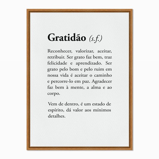 Quadro em Tela Canvas Significado da Palavra Gratidão