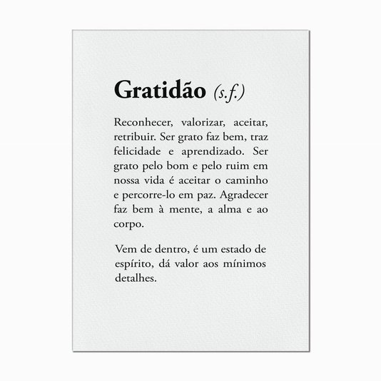 Quadro em Tela Canvas Significado da Palavra Gratidão
