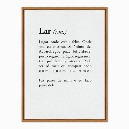 Quadro em Tela Canvas Significado da Palavra Lar