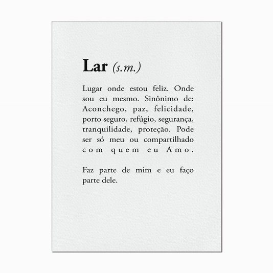 Quadro em Tela Canvas Significado da Palavra Lar