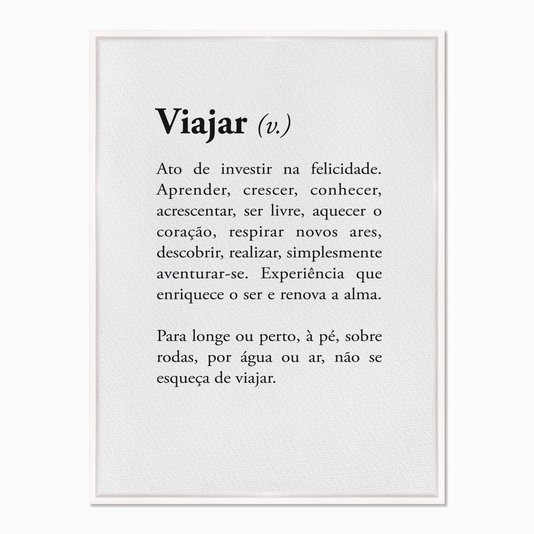 Quadro em Tela Canvas Significado da Palavra Viajar