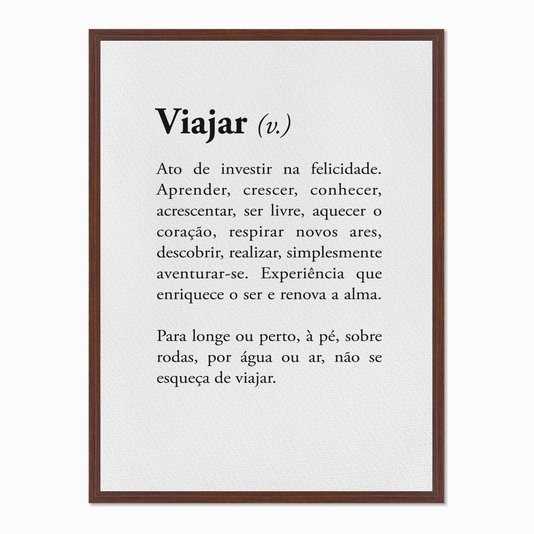 Quadro em Tela Canvas Significado da Palavra Viajar
