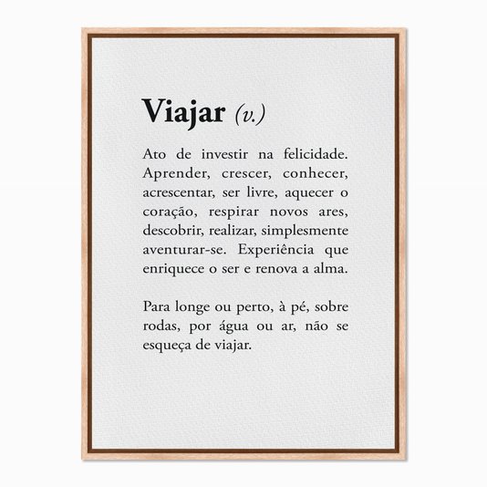 Quadro em Tela Canvas Significado da Palavra Viajar