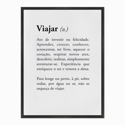 Quadro em Tela Canvas Significado da Palavra Viajar