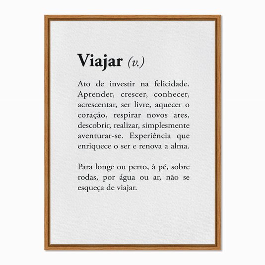 Quadro em Tela Canvas Significado da Palavra Viajar