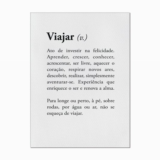 Quadro em Tela Canvas Significado da Palavra Viajar