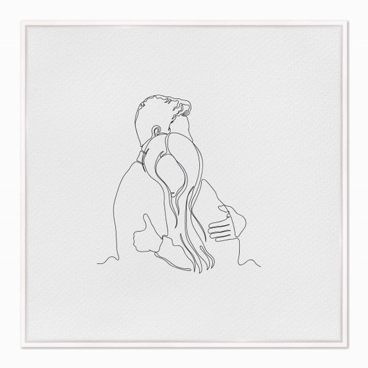 Quadro em Tela Canvas Silhueta Casal Abraçados