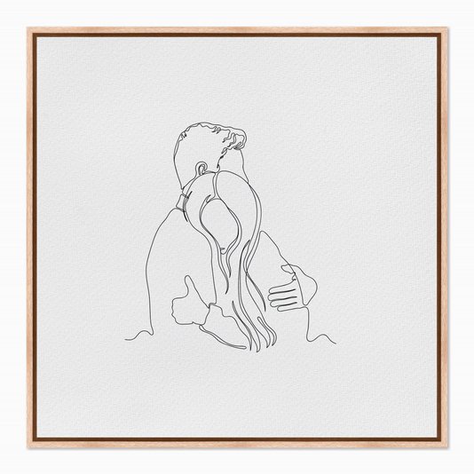 Quadro em Tela Canvas Silhueta Casal Abraçados