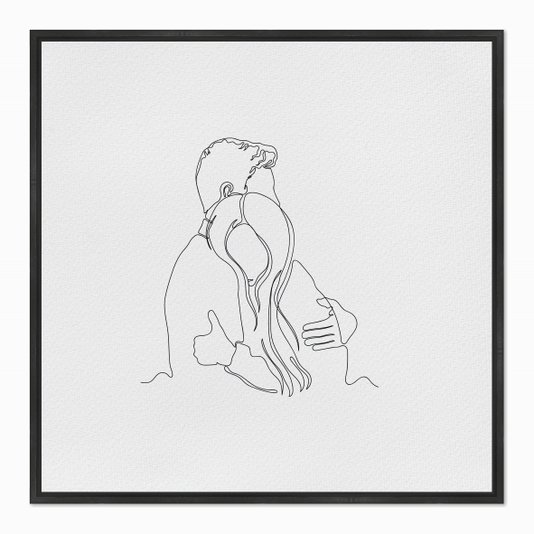 Quadro em Tela Canvas Silhueta Casal Abraçados