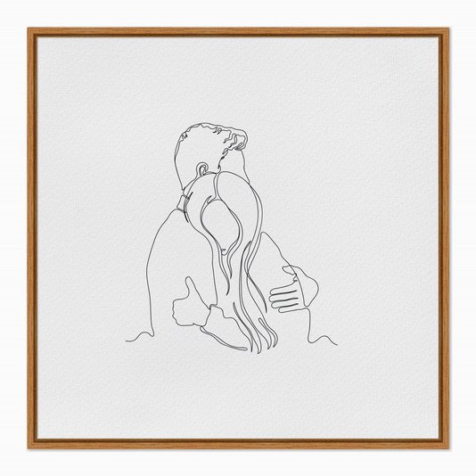 Quadro em Tela Canvas Silhueta Casal Abraçados
