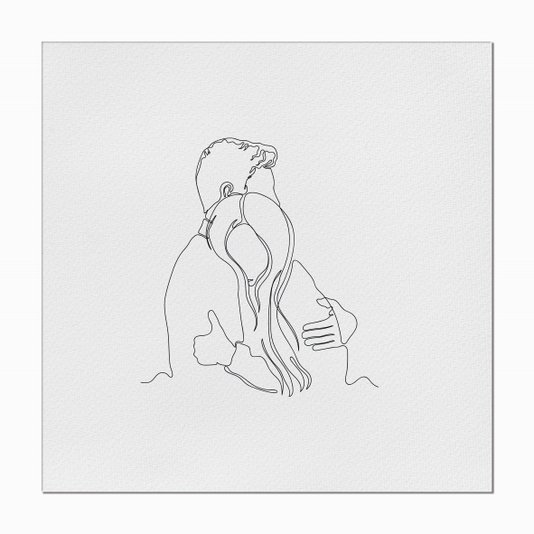 Quadro em Tela Canvas Silhueta Casal Abraçados
