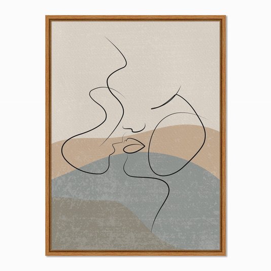 Quadro em Tela Canvas Silhueta Casal Beijando