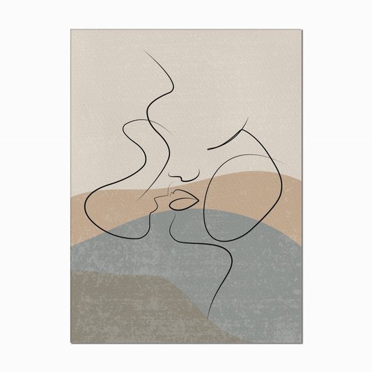 Quadro em Tela Canvas Silhueta Casal Beijando