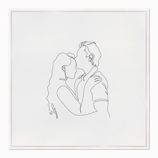 Quadro em Tela Canvas Silhueta Casal Beijo na Testa